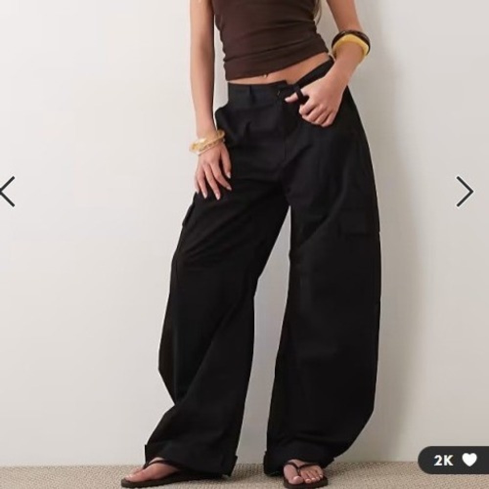 ASOS Cargo Pants 10 Twill Upcycled Raw Hem Wide Leg Utility Granola Streetwear